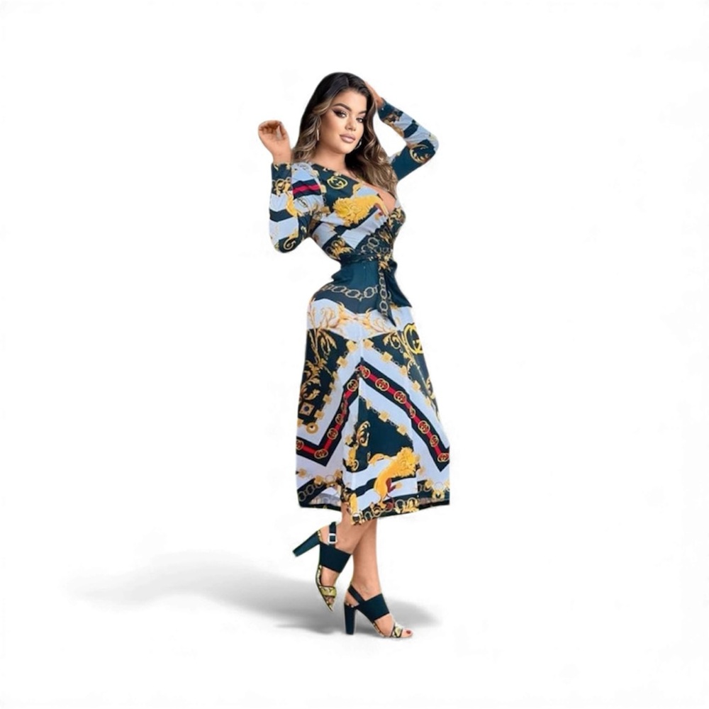 Colorful Patterned Midi Dress